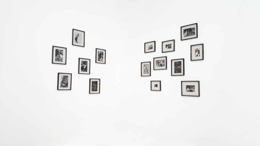 photo frames mounted on walls